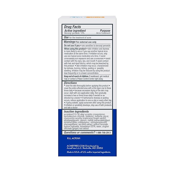 AcneFree Terminator 10 Acne Spot Treatment with Benzoyl Peroxide 10% Maximum Strength Acne Cream Treatment, 1 Ounce - Pack Of 1