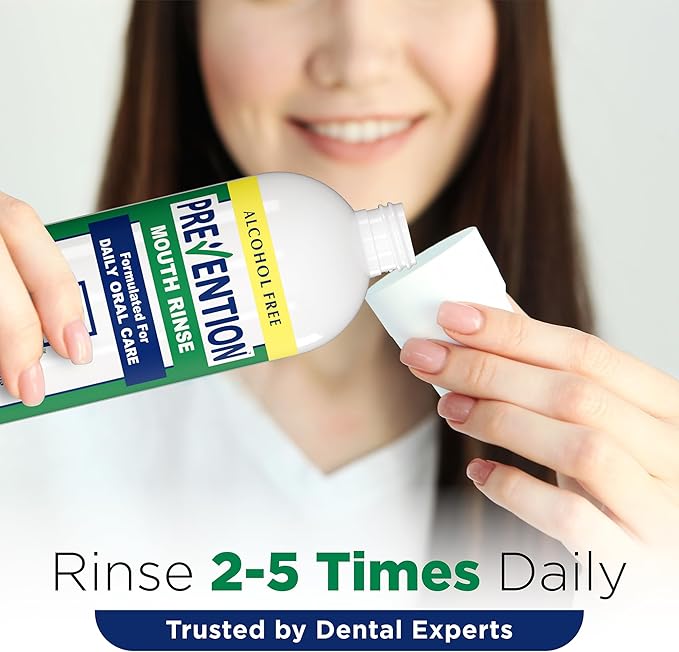 Prevention Daily Care Alcohol-Free Mouthwash, Hydrogen Peroxide Teeth Whitening with Soothing Fresh Mint for Bad Breath Treatment, Fluoride-Free Gum Care Oral Mouth Rinse 16 oz 1 Pack