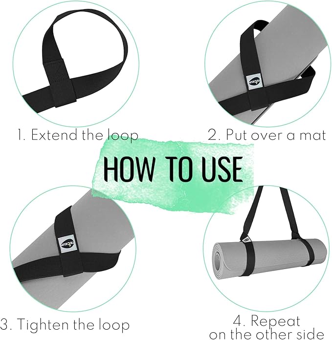TECEUM Yoga Mat Strap – Extra Soft & Thick Cotton Carrier for All Mats | Adjustable Skin-friendly & Non-Slip Mat Holder Sling in 30+ Colors [Mat Not Included]