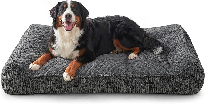 JOEJOY XL Orthopedic Dog Bed for Large Dogs - Extra Thick Foam Pet Bed Sofa with Bolster Sides, Large Sized Dog Couch Bed with Removable Washable Cover, Non-Slip Bottom, Grey (45"x32")