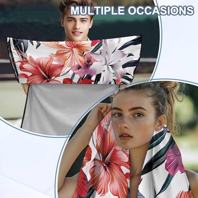 INSTANTARTS Hibiscus Car Seat Cover Protector Sweat Towel Multi-Functional Car Towel Car Seat Towel Cover