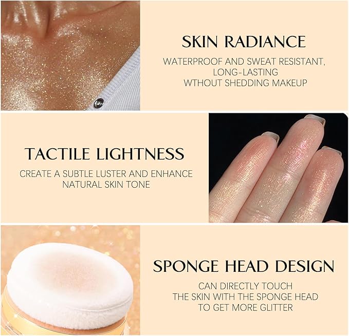 Body Glitter Powder, Face Shimmer Sparkle, Highlight Powder, Multi-Use Body Glitter for Women, Magic Glow Shimmer for Body Face Eyes Makeup #pink