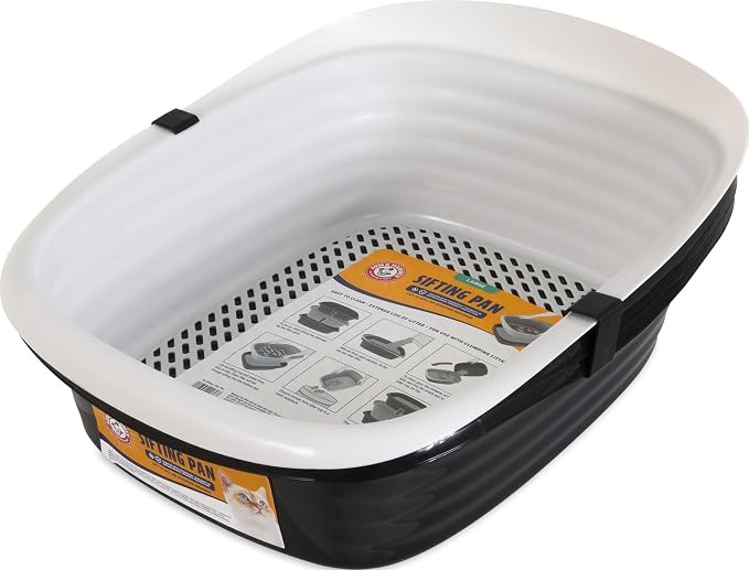 Arm & Hammer Large Sifting Litter Box Scoop Free Cat Litter Tray with Microban, Made in USA | Antimicrobial product protection, ideal for indoor felines, simple lift, shake and pour cleanup, helps keep odors in check