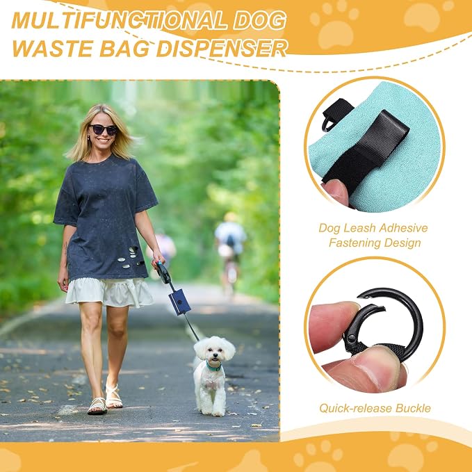 Dog Poop Bag Holder, Pet Waste Bag Dispenser Dog Treat Pouch with Zipper Oxford Cloth Portable Reusable Easy Cleanup(1Pcs, Sky Blue), Intended for Outdoor/Travel/Walking