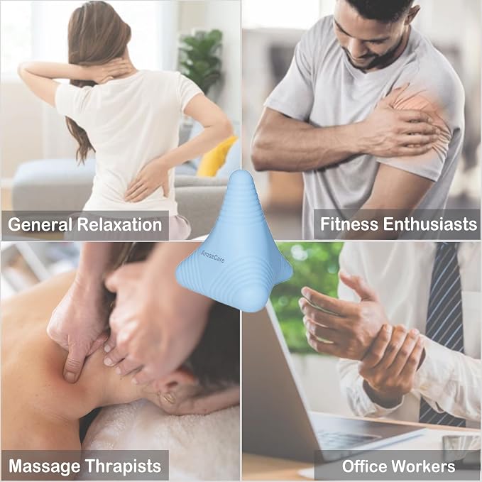 Trigger Point Massage Ball, Manual Massager Tool for Muscle Knot Deep Tissue Relief Myofascial Release Physical Therapy Hip Flexor Iliacus Psoas Hand Foot Back. 2.8×2.9” (Blue)