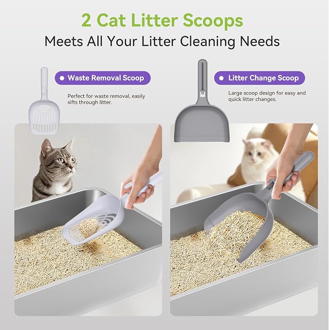 High-Sided Stainless Steel XL Cat Litter Box for Cats