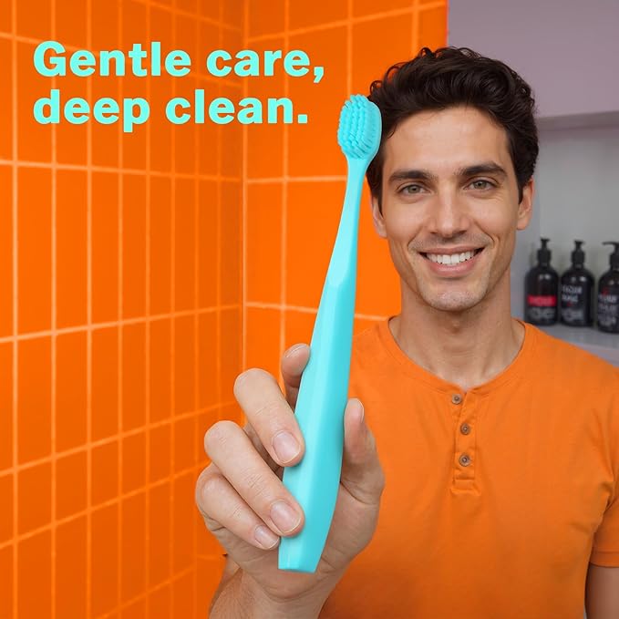 Tonochi Max Extra-Soft Toothbrush for Adults Sensitive Gums – Gentle Bristles, Wide Angled Head for Back Teeth, Ergonomic Non-Slip Grip, BPA-Free Handle, Individually Wrapped, 4-Pack(Green)