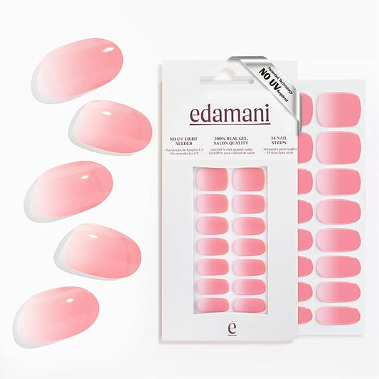 34 Piece Fully Cured Gel Nail Strips With No UV Light Needed, 14+ Days Gel Nail Polish Stickers, Salon Quality, Easy to Apply & Remove – Toxin Free, No Damage (Petal Frost)