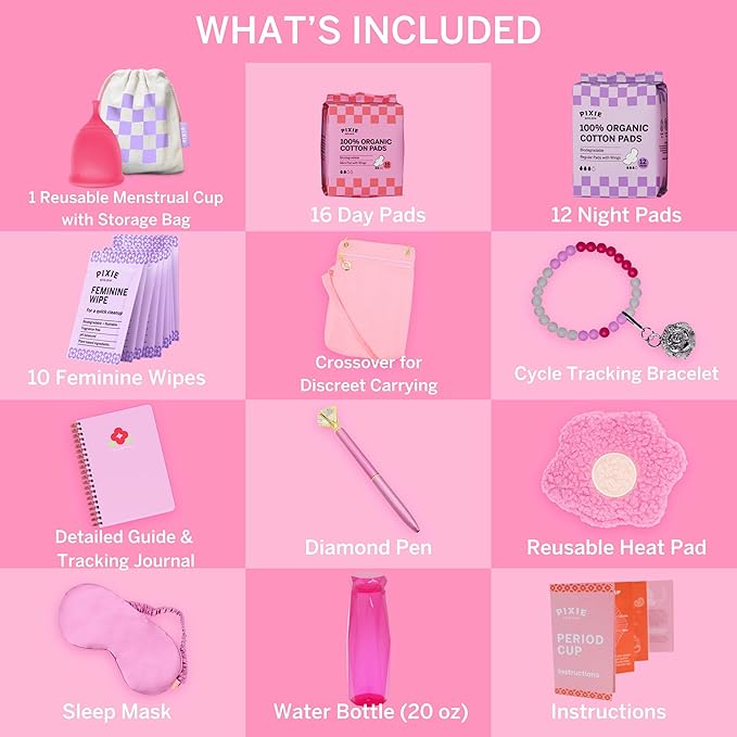 First Period Kit for Girls 9-12 - Ranked 1 for Comfortable & Organic Teen Pads - Tween Girls Trendy Stuff & Teen Girls Gifts - Biodegradable Absorbent Pads - Thoughtfully Designed for Tweens
