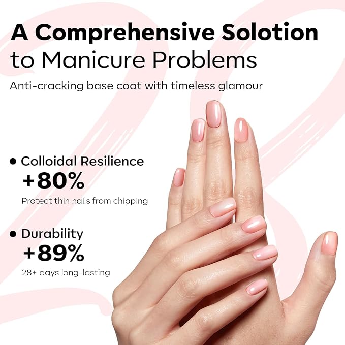 modelones Builder Rubber Gel Base Coat for Nails, Jelly Pink Rubber Base Gel Nail Polish for Strengthen Apex Building Extension Protect Weak Nails Long Last U V Manicure Gift for Women
