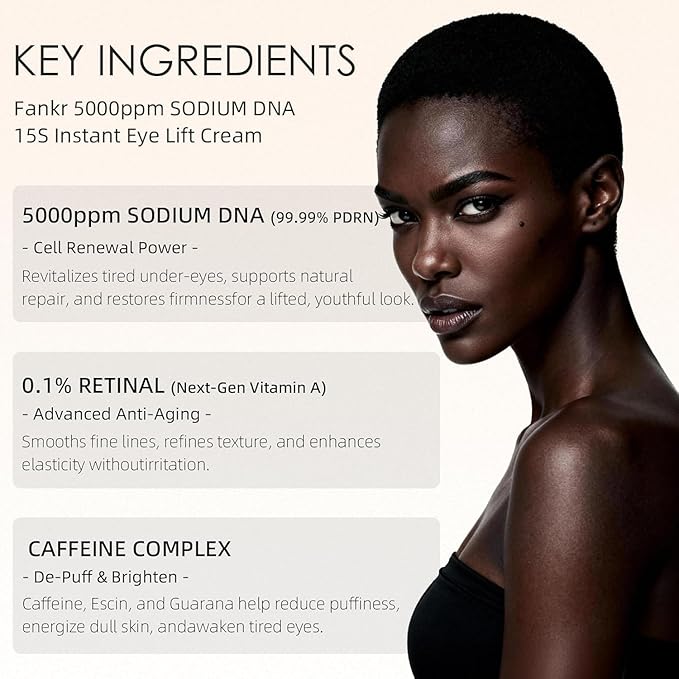 15-Second Instant Eye Lift Cream with Sodium DNA & 0.1% Retinal | Rapid Tightening for Eye Bags & Fine Lines | Dual-Action Firming + Long-Term Repair (0.7 Fl Oz (Pack of 1))