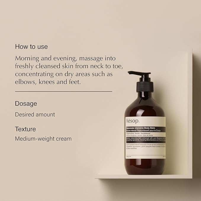 Aesop Rejuvenate Intensive Body Balm | Intensive Moisturising, Nourishing, Hydrating | Enhanced with Macadamia Nut and Sandalwood Oils | 16.9 oz / 500mL