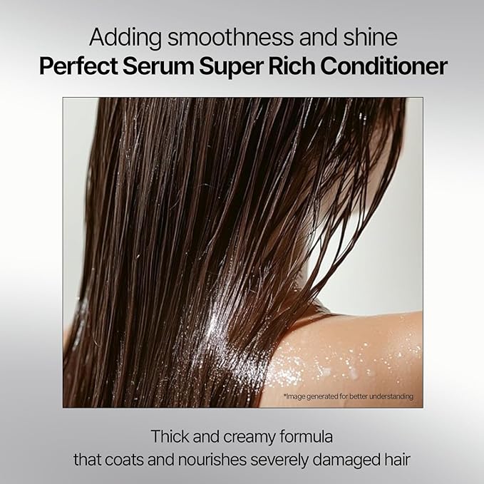 Mise En Scene Perfect Serum Super Rich Conditioner| Korean Hair Care for Severely Damaged Hair | Anti-Frizz, Hydrating, Nourishing | Korean Conditioner with Moroccan Oil, Jojoba Seed |17.92 Fl Oz