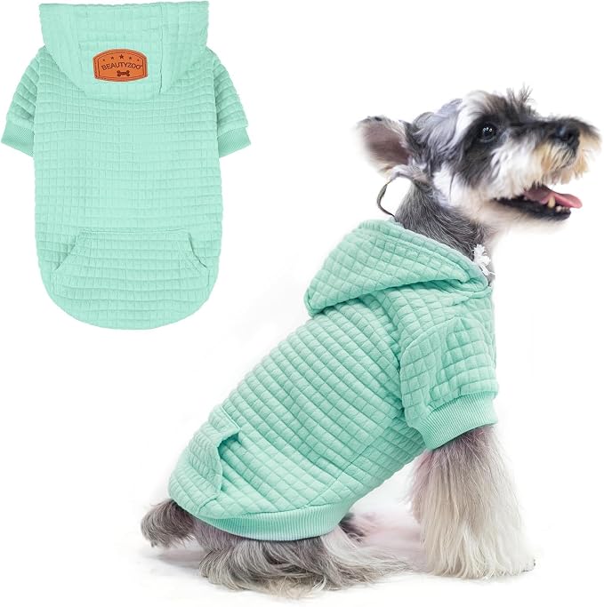 BEAUTYZOO Dog Hoodies Sweater for Medium Dogs, Waffle‑Like Laminated Coat | Warm Dog Sweatshirt with Pocket & Leash Hole, Pullover Clothes for Girl Boy Dogs, Stretchy & Easy‑On‑Off, Bulldogs Pitbulls