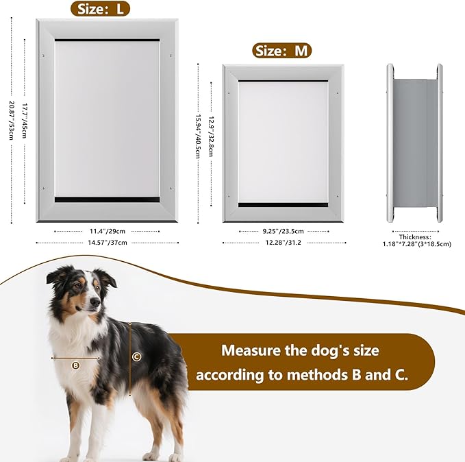 Ownpets Aluminum Large Dog Door for Wall and Door, Double Flap Energy Efficient, Telescoping Tunnel and Lock Panel, Heavy Duty Doggy Door for Dogs Up to 100lbs | Inner 11.4* 17.7 For Dog ≤100lbs, Telescoping Tunnel, Double Flap Insulation Energy Effici...
