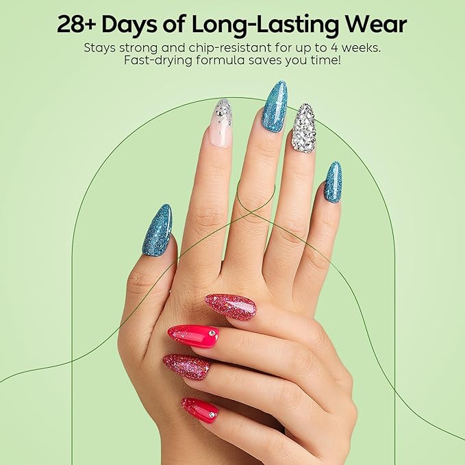 Luxbon 6 pcs Glittery Gel Nail Polish Set - Winter Color Set Long Lasting Gel Polish, uv led Soak Off Nail Art Designs Manicure Kit 031