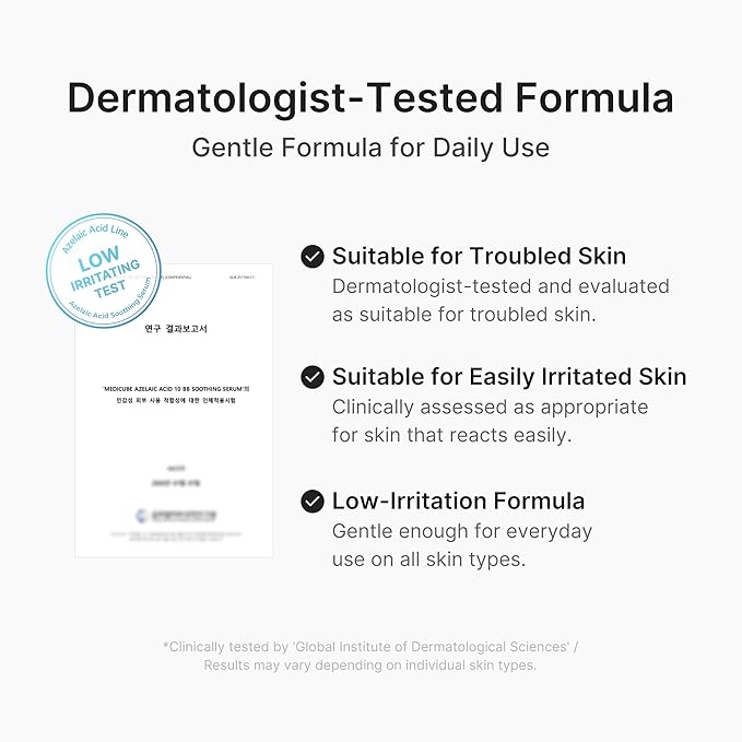 medicube Azelaic Acid 10 Soothing Serum | Clarifying Serum for Troubled & Oily-Prone Skin with B3+B5 | Stressed Skin Calming & Post-Blemish Tone Care | Korean Skincare 30ml, 1.01 fl oz
