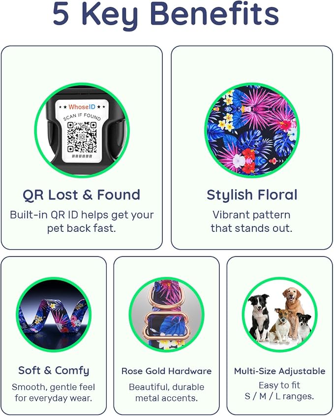 Dog Collar for Large Dogs with Smart QR Tags