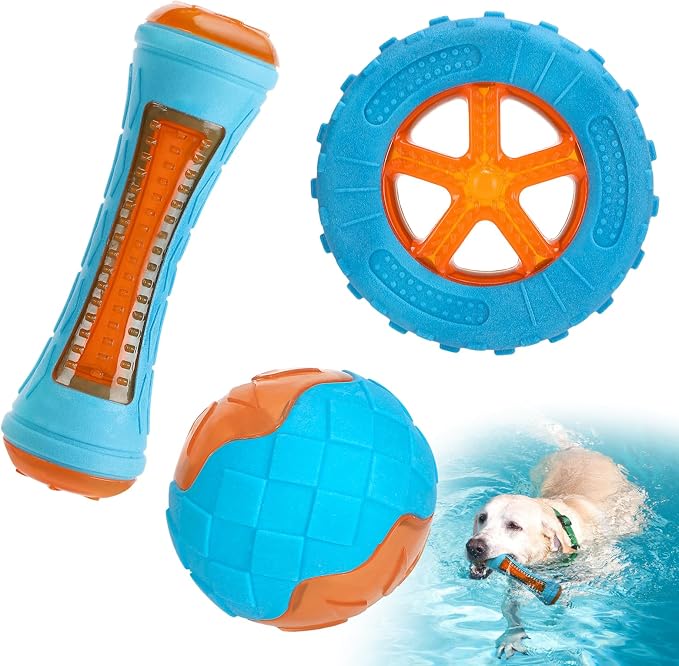 3 Pcs Interactive Dog Pool Toys, Water Floating Toys for Medium Large Dogs