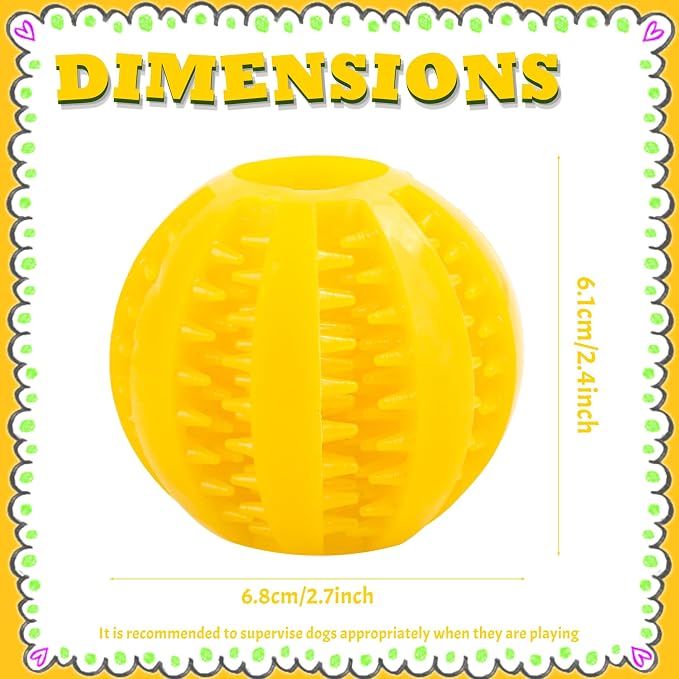 DAMAH Dog Treat Toy Ball, Interactive Tooth Cleaning Toy for Dogs, 2.8 Inch