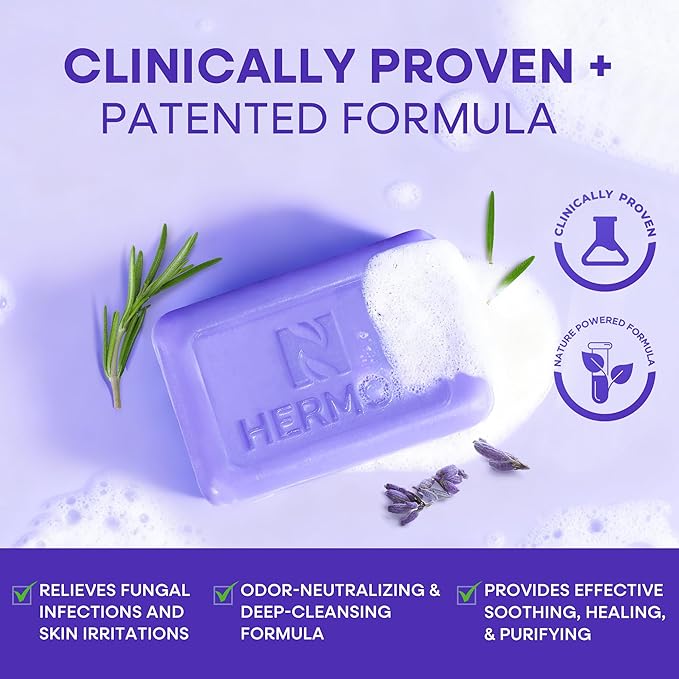 Hermon Antifungal Bar Soap: Antifungal Soap for Ringworm, Jock Itch & Athlete's Foot with Tea Tree Oil - Tolnaftate 1% Medicated Anti Fungal Treatment Bar for Skin Fungus - 2 Bars