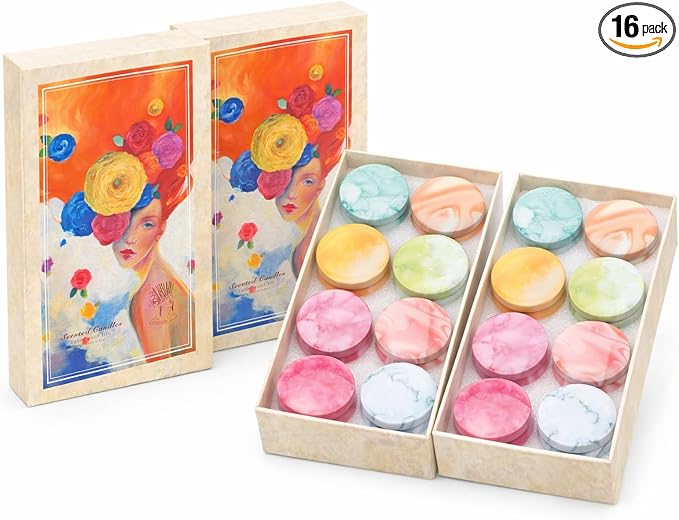 Aromatherapy Candle Gift Set for Women, Pack of 2, 16 Pack Fruity Floral Soy Wax Candles