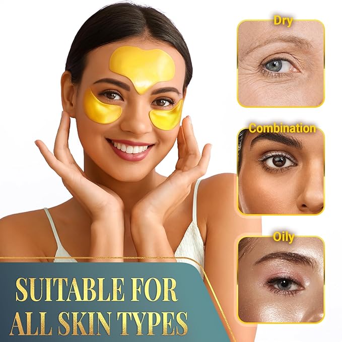 Forehead and Under Eye Wrinkle Patches for Face - Collagen, Hyaluronic Acid and Vitamin A Skin Pads - Forehead Line Remover Wrinkle Eye Patch Set - 26 Golden Sachets