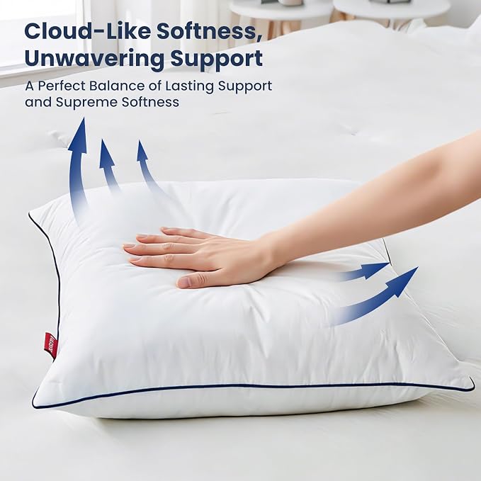 Down Pillow Inserts 20x20, 100% Goose Down Feather Throw Pillows Inserts - Ultra Plush, Decorative Pillow Insert with Soft Cotton Cover for Couch Sofa Bed Living Room White (Pack of 1)