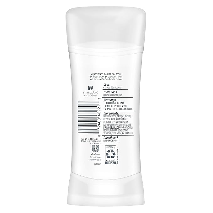 Dove 0% Aluminum Deodorant for Women ¼ Moisturizers Cucumber & Green Tea with 24-Hour Odor Protection,2.6 Ounce (Pack of 3)