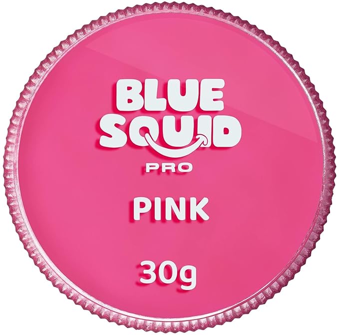 Blue Squid Face Paint Water Based Single Cake Professional Face Paint & Body Paint - Water Activated, Kids Adults Face Painting for Costume, Halloween Makeup, Cosplay - Classic Hot Pink Face Paint 30g