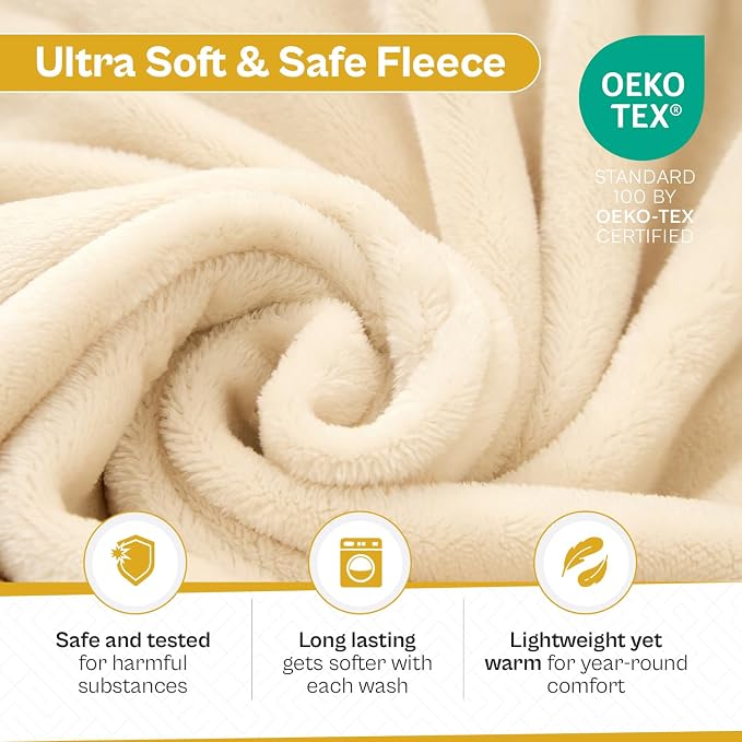 Solsken Home Get Well Soon Blanket – At Least You Dont Have to Wear A Cone Funny Get Well for Women & Men, Surgery, Illness, Sympathy & Comfort Throw, Ivory 50"x65"