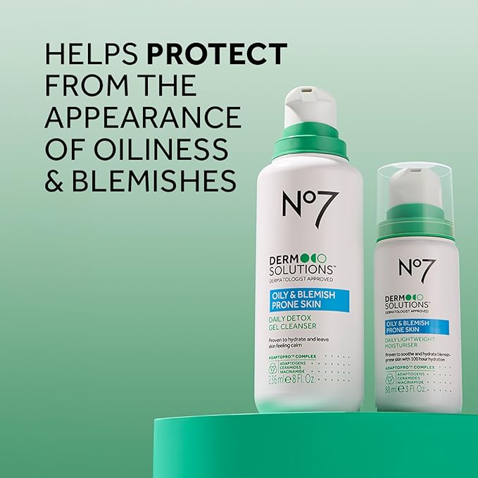 No7 Derm Solutions Daily Detox Foaming Face Wash - Gel Facial Cleanser Formulated with Ceramides, Niacinamide & Adaptogens To Help Maintain Moisture Barrier - For Oily & Blemish-Prone Skin (16 Fl Oz)