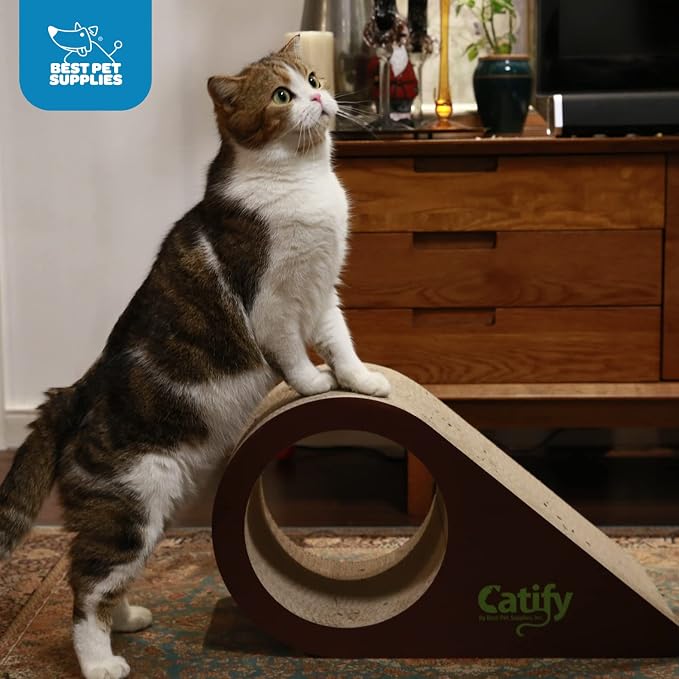 Best Pet Supplies Catify Corrugated Cardboard Cat Scratcher - Droplet | Corrugated Cardboard, Durable, Non-Slip, Indoor Furniture Protector, For Kittens and Cats, Promotes Healthy Active Play