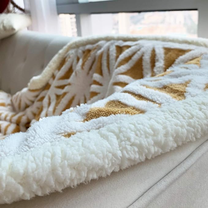 LOMAO Sherpa Fleece Blanket Gifts for Mom Dad Cozy Soft Throw Blanket for Women Men Birthday Gifts Dual Sided Couch Sofa Bed Blanket (Yellow, 60''x80'')