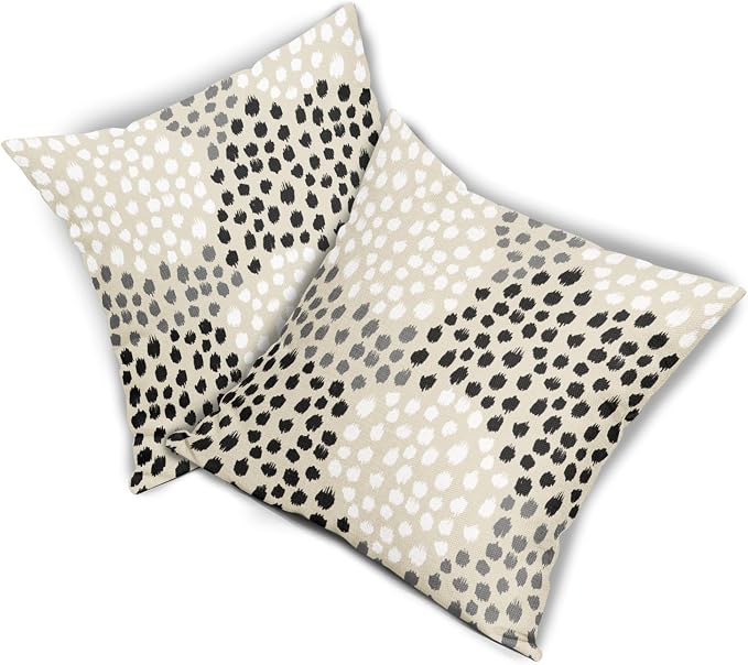Black White Pillow Covers 20x20 Set of 2 Boho Gray Polka Dot Throw Pillows Modern Trendy Print Decorative Outdoor Farmhouse Pillowcase Cushion Cover Linen Pillow Case Decor for Home Sofa Couch Bed