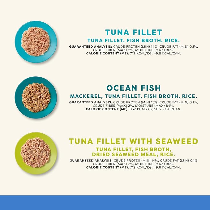 Applaws Fish Variety in Broth Wet Cat Food, 6-Flavor 36-Pack 2.47 oz Cans | 100% Natural, High Quality Ingredients, High Protein, No Artificial Additives, Limited Ingredients