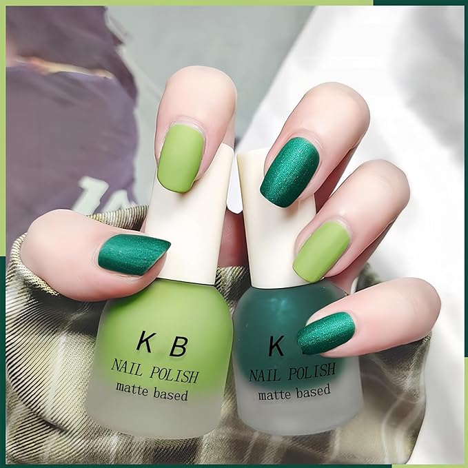 Velvet Emerald Matte Green Nail Polish - Quick Dry, Shimmery Forest