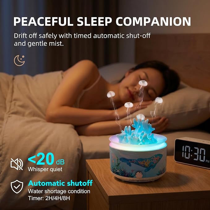 Essential Oil Diffuser 360ML，Jellyfish Diffuser Cool Mist Ultrasonic Aroma Aromatherapy Diffuser with Remote Control 7 Light 2 Mist Mode for Home Bedroom Office Hotel (Blue)