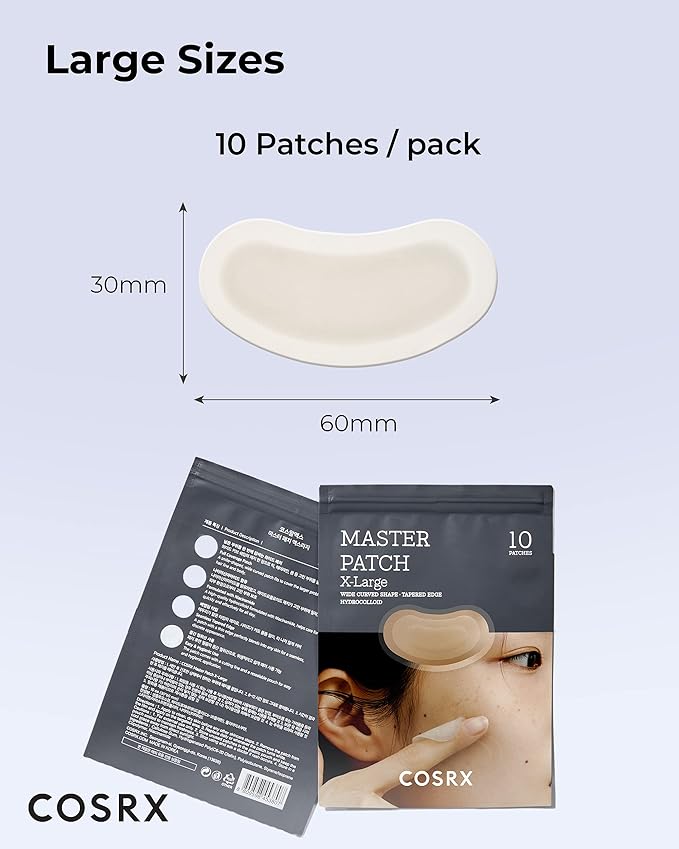 COSRX Master Patch Intensive | Oval-Shaped Hydrocolloid Pimple Patch with Tea Tree Oil & Salicylic Acid | Quick & Easy Blemish, Zit, Spot Treatment (10 Patches (X-Large), 10, Count)