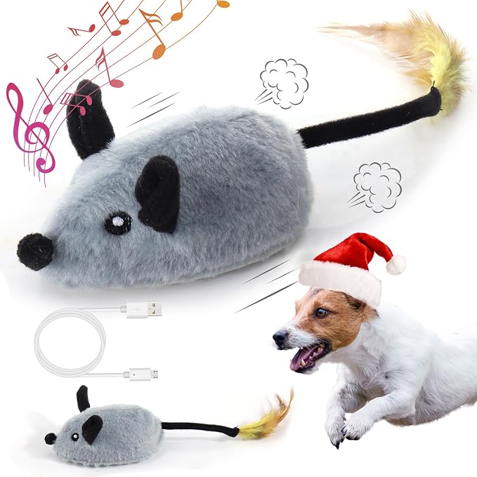 Interactive Dog Toys, Fake Mouse Moving Dog Toy with Automatic Sensor