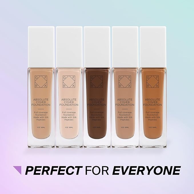 Absolute Cover Foundation #12 | Liquid Medium Coverage Foundation with Natural FInish | Oil-Free Face Makeup | Deepest Shade with Warm Undertone | 1oz/30ml