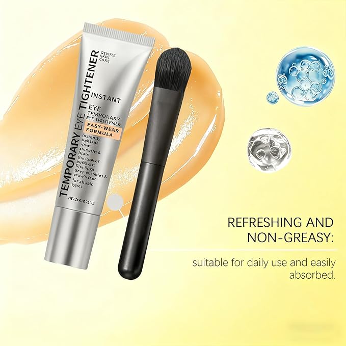 Temporary Eye Tightener，Eye Cream Instant Eye Tightener with Brush for Fine Lines and Wrinkles，New Instant Makeup Primer，Instantly Reduces Under-Eye Bags,Dark Circles&Puffiness, Anti Aging