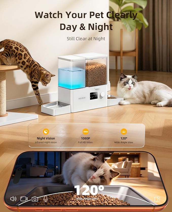 Automatic Cat Feeder with Camera,2-in-1 Smart Feeder,8.5L/36Cups | 1080P HD Camera/Night Vision/2.4G,5G WiFi APP/Timed Feeding/8.5L Large Capacity/304 SS Bowl/Detachable Clean/for Dogs & Cats