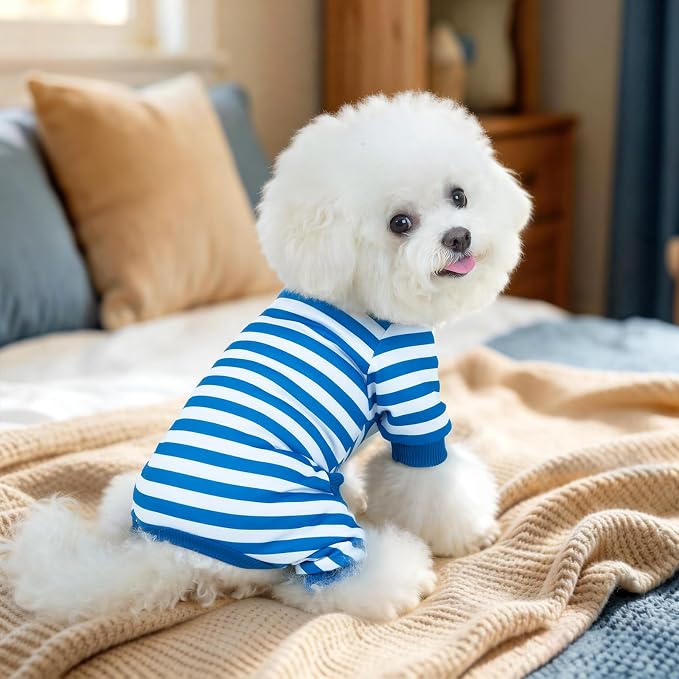 XPUDAC 4 Pack Dog Pajamas for Small Dogs, Soft Dog Onesie, Comfy Puppy Clothes Lightweight Pet Pjs Outfit Pet Clothes for Boy, XL