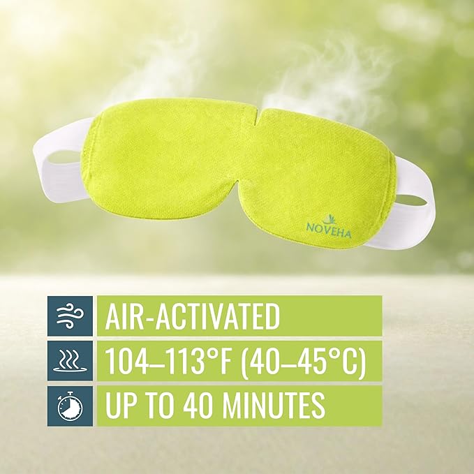NOVEHA Self Heating Steam Eye Mask for Dry Eyes 30PCs Air-Activated Steam Eye Mask, Warm Compress for Ease Daily Strain, Eye Relaxation, Travel & Spa Use, Soothing Moist Heat for Tired & Stressed Eyes