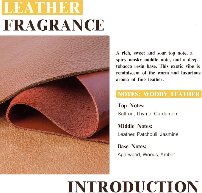 EUQEE 60ML Leather Fragrance Oil with Glass Dropper (2.02 Fl oz) | Essential Oil for Diffuser, Candle Making, DIY Soap