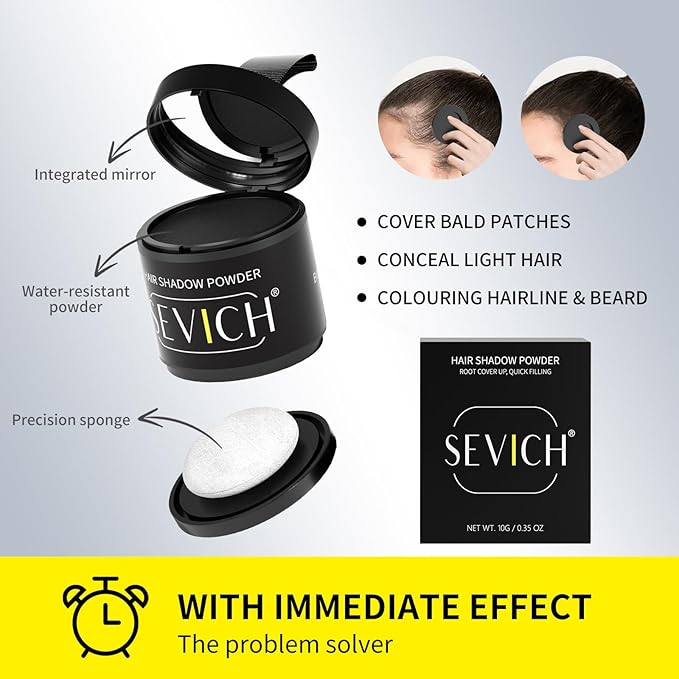 Sevich Hairline Powder 10g 2-Pack with Brush, Instantly Conceals Hair Loss & Thinning, 48H Waterproof Root Touch Up Powder, Natural Hair Shadow Toppers for Women & Men, 2 Box = 5 Boxes,Light Brown