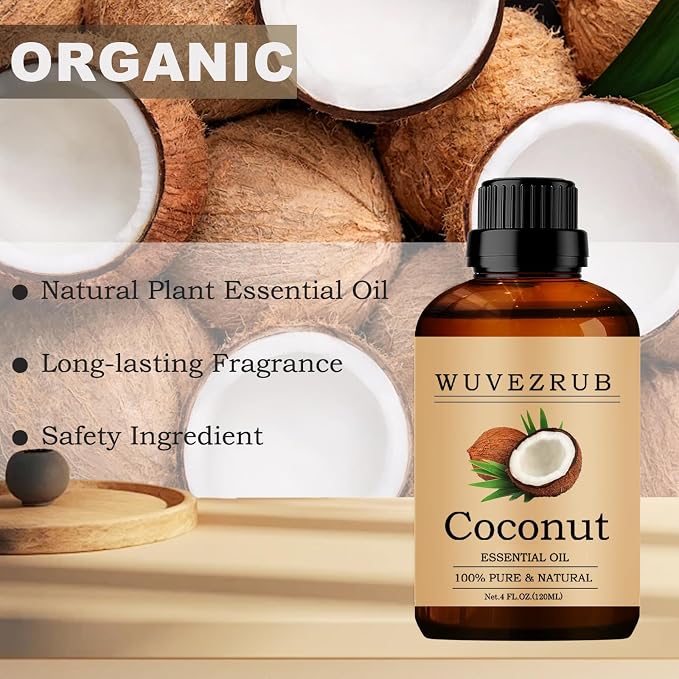 Coconut Essential Oils, 120ML Pure and Natural Essential Oil for Aromatherapy Diffuser - Coconut /4 Fl Oz
