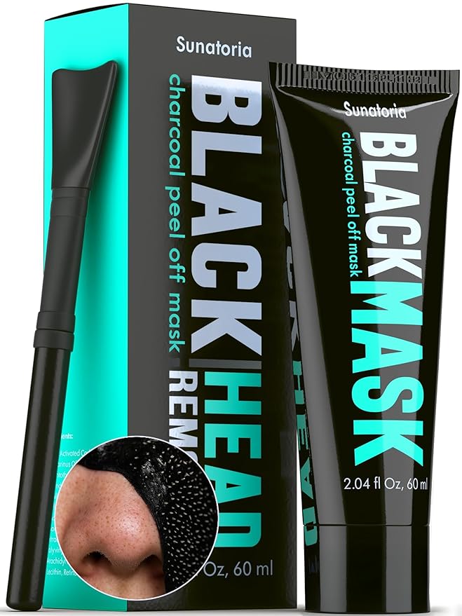 SUNATORIA Black Peel Off Face Mask – Charcoal Peel Off Face Mask for Oily & Combination Skin – Helps Remove Excess Oil & Lift Away Surface Impurities – Refreshing Botanical Formula, 2.04 fl oz