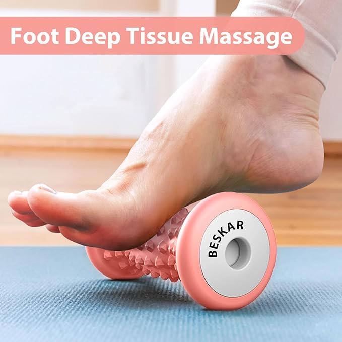 BESKAR Foot Massage Roller for Plantar Fasciitis Relief, Portable Reflexology Tool Pressure Point Massage Rollers, Deep Tissue Massages for Relieving Feet Arch Heel Pain, Myofascial Pain Syndrome